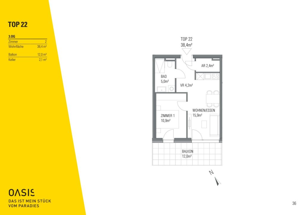 Grundriss Top 22 OASIS Uhlandgasse